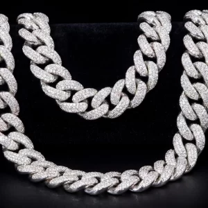 Cuban Link A - 925 Silver & Moissanite - Chain & Bracelet Set